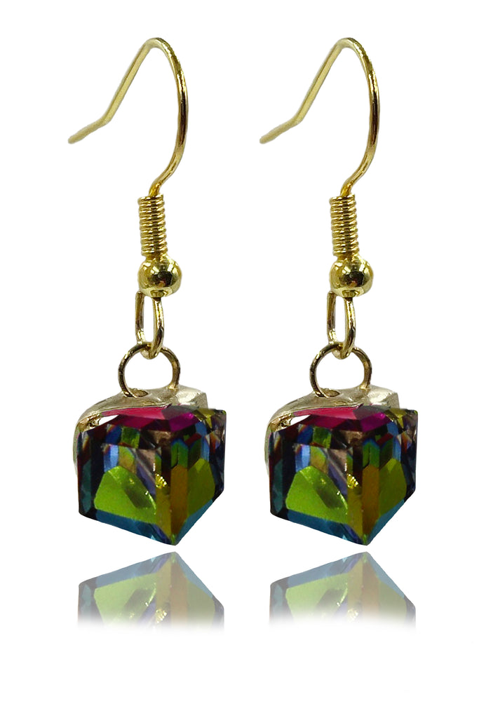 fashion colorful square crystal earrings