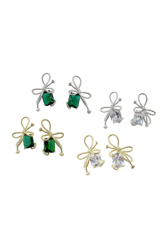 Fashion bow crystal earrings