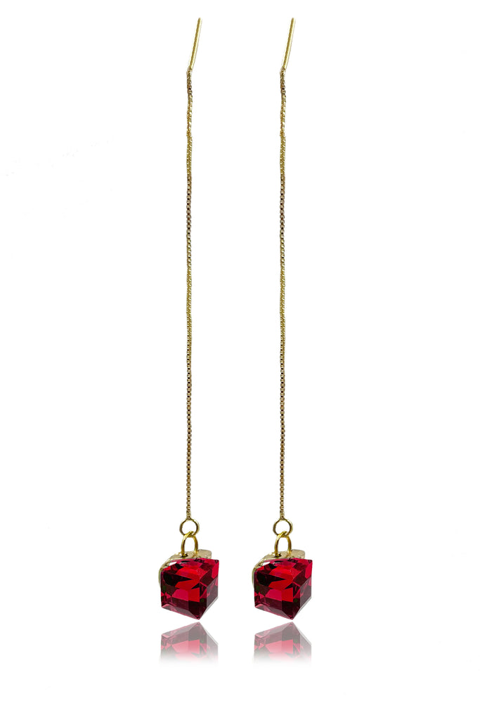 fashion color square crystal long earrings