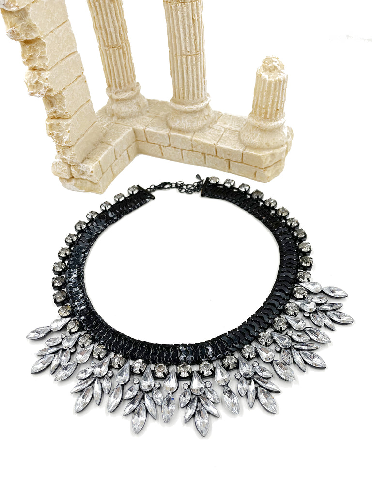 fashion style black crystal necklace