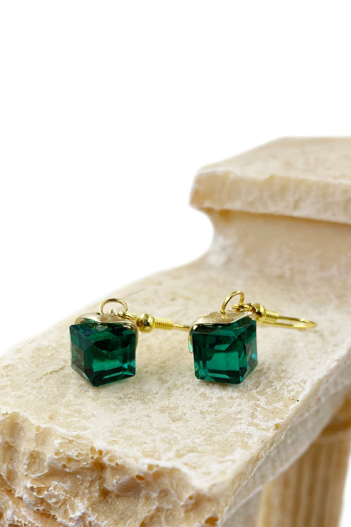 fashion colorful square crystal earrings