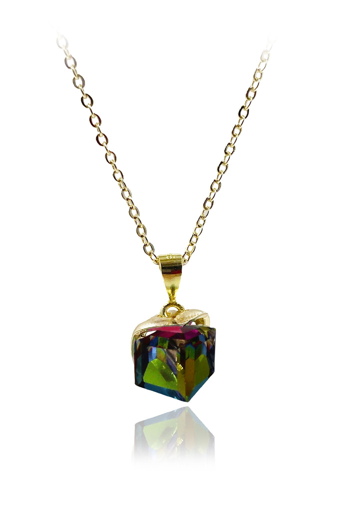 fashion colorful square crystal necklace