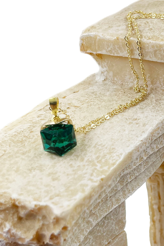 fashion colorful square crystal necklace