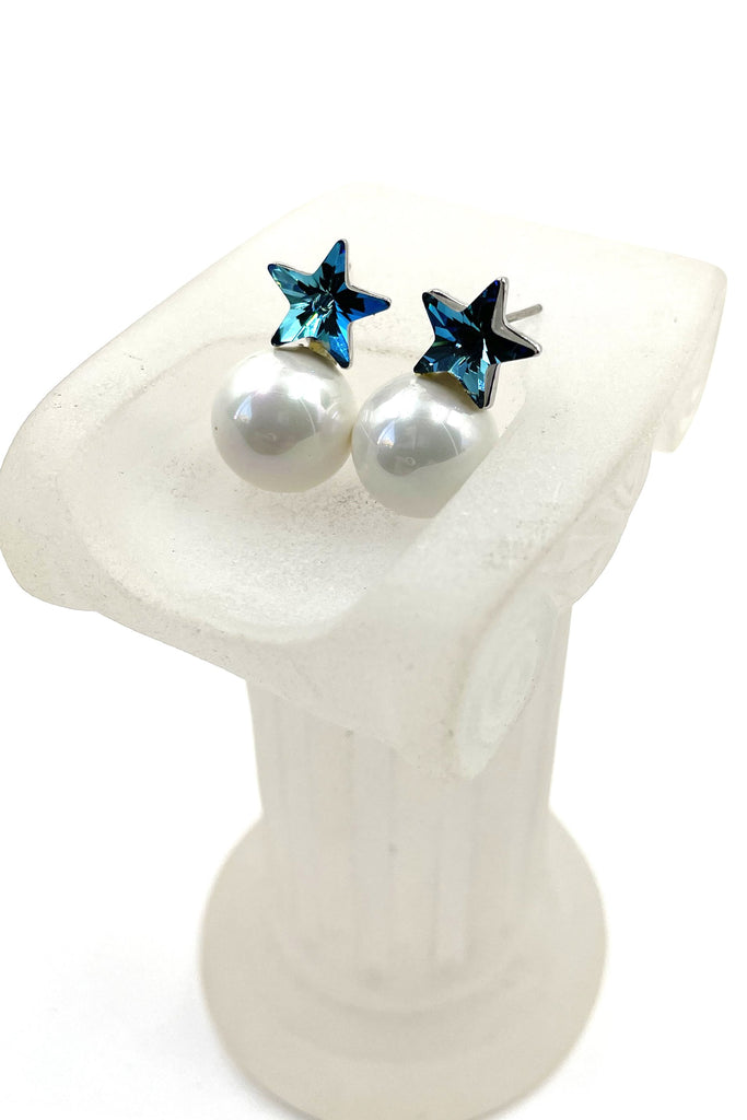 Lovely star crystal pearl earrings