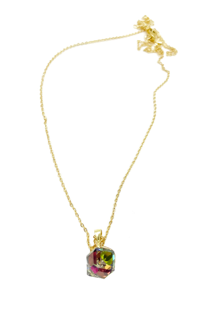 fashion colorful square crystal necklace