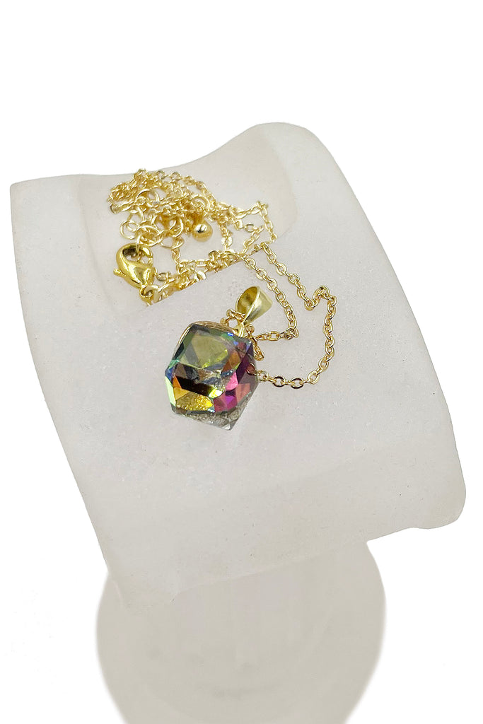 fashion colorful square crystal necklace