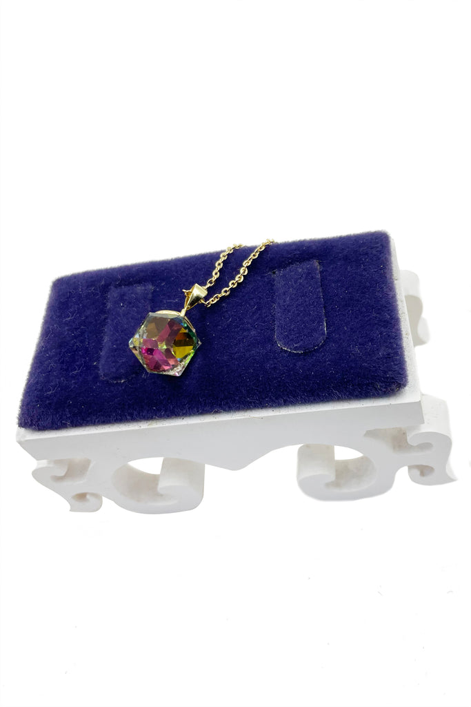 fashion colorful square crystal necklace