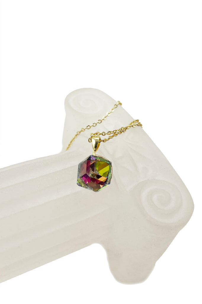 fashion colorful square crystal necklace