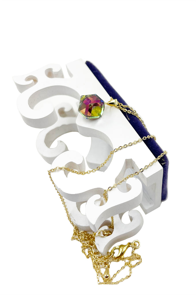 fashion colorful square crystal necklace