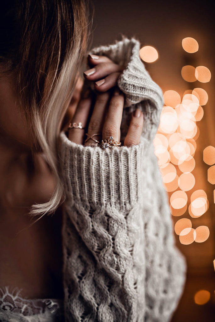 fashion hat crystal rose gold ring