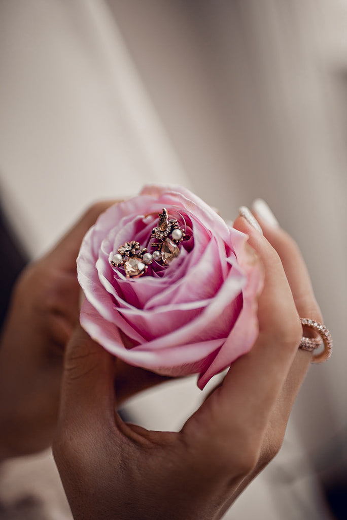 elegant crystal bird and flower gold earrings