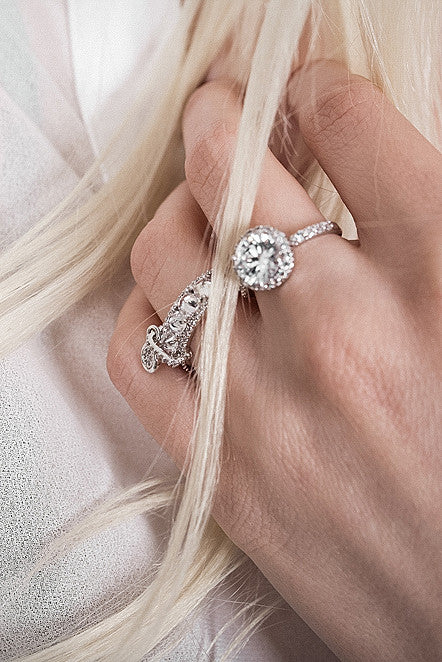 shining crystal silver ring