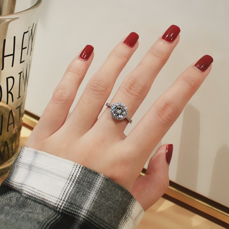 shining bright crystal silver ring