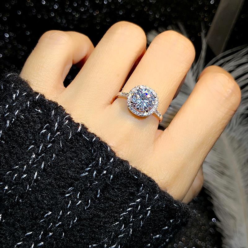 shining bright crystal silver ring