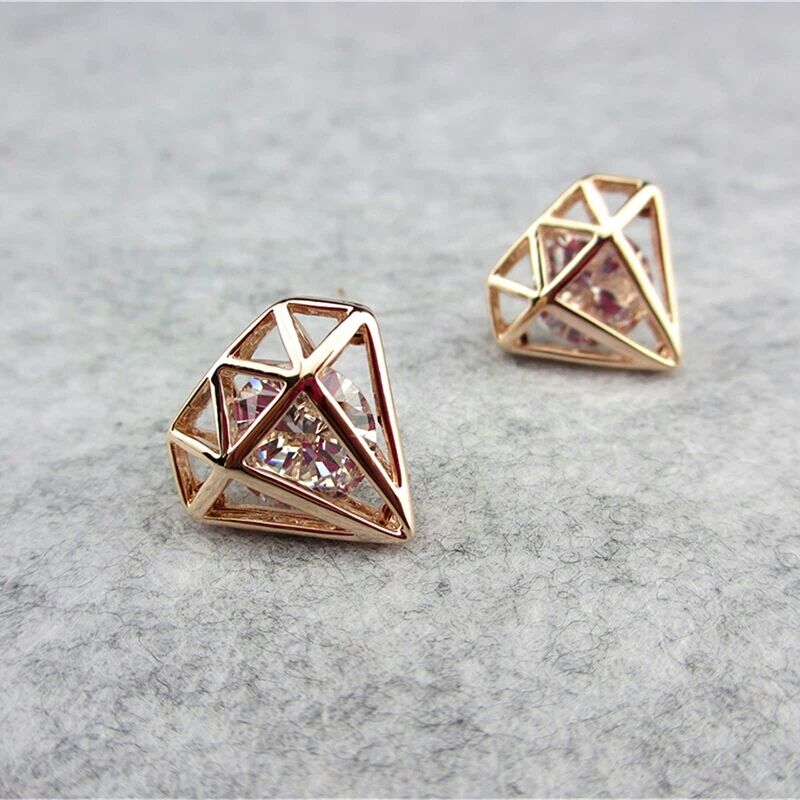 fashion triangle stud earrings necklace set