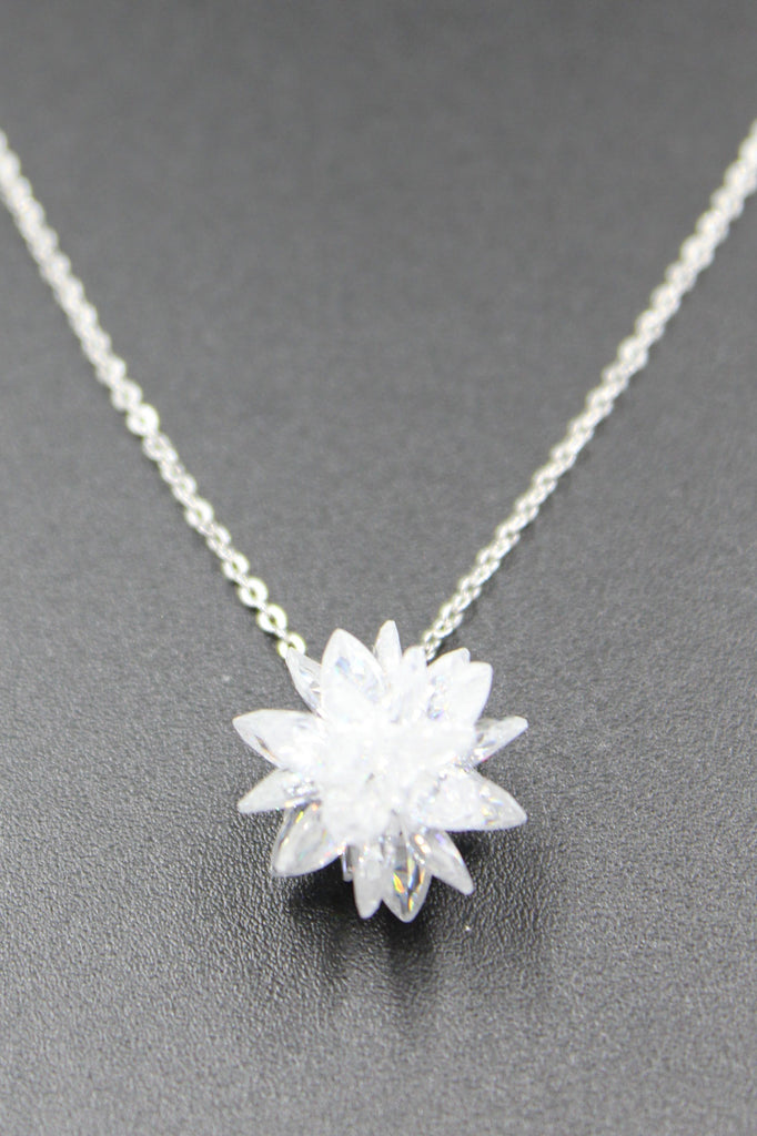 white snowflake crystal necklace