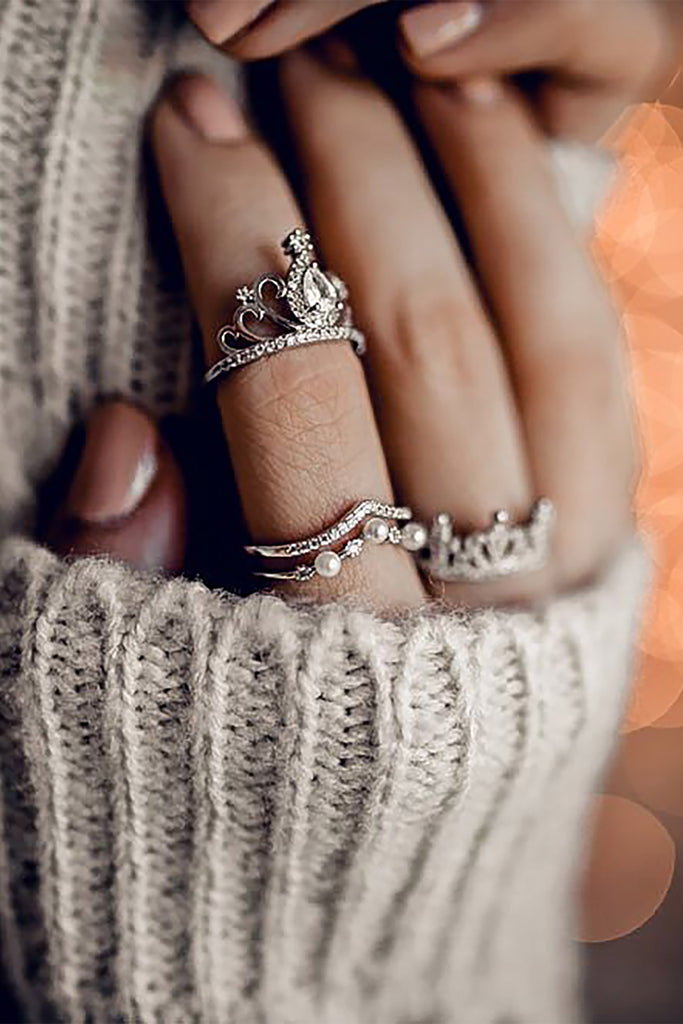 fashion crown micro inlaid ring