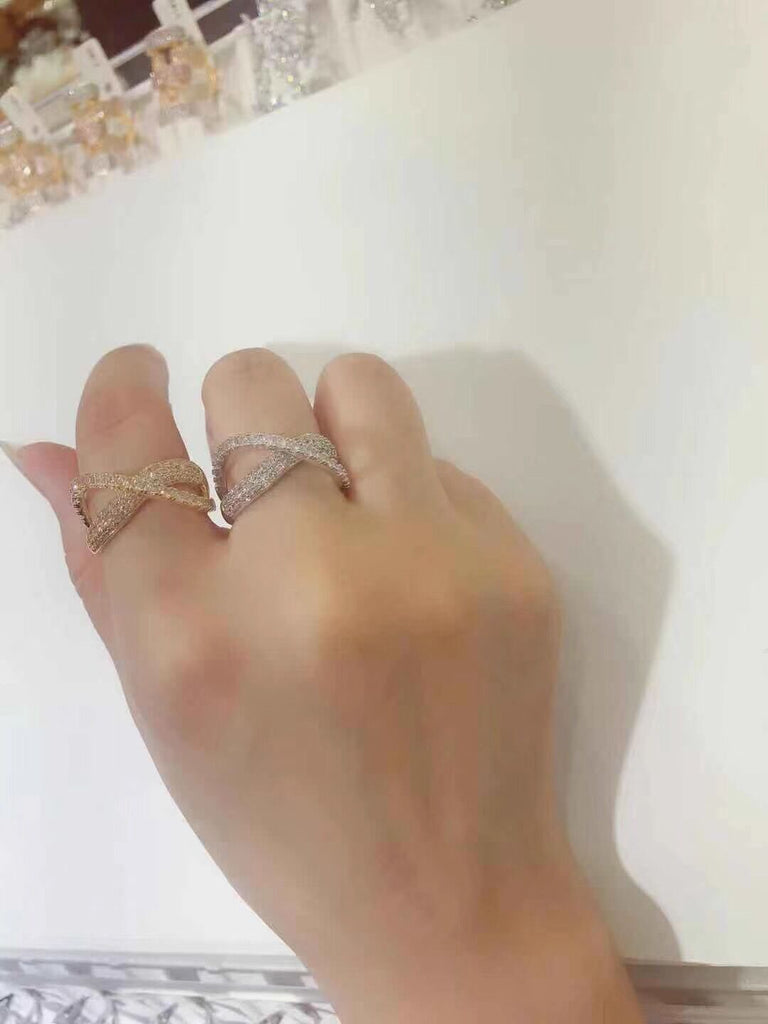 fashion intersect crystal ring