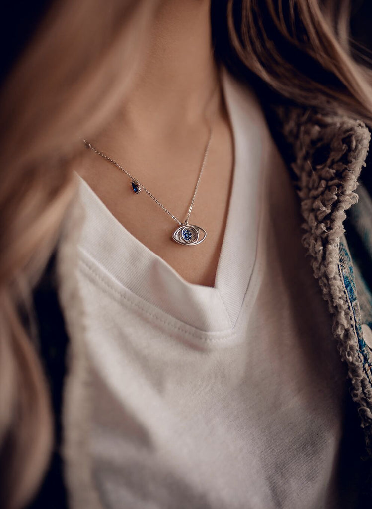 devil's eye crystal earrings necklace set