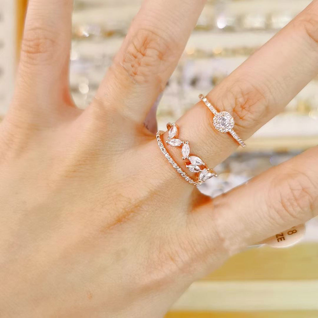 fashion crystal grain ring