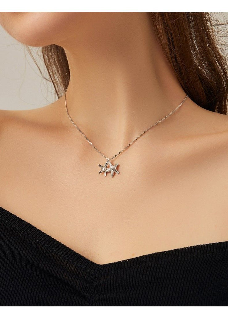 Fashion starfish pearl earrings necklace set