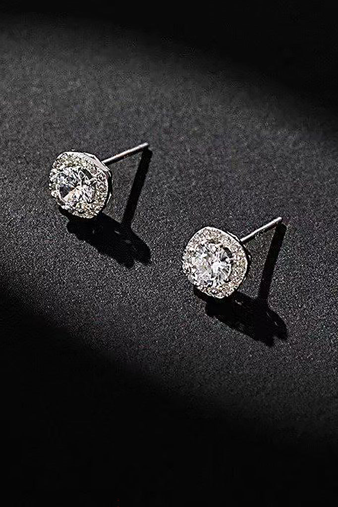 silver square crystal earrings