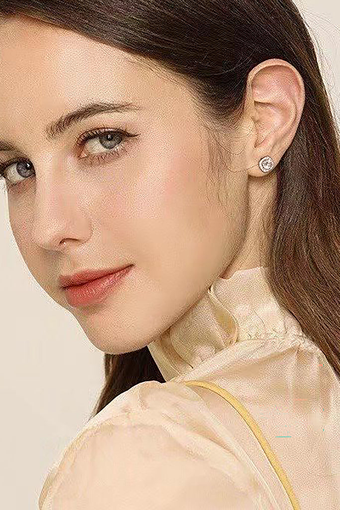 silver square crystal earrings