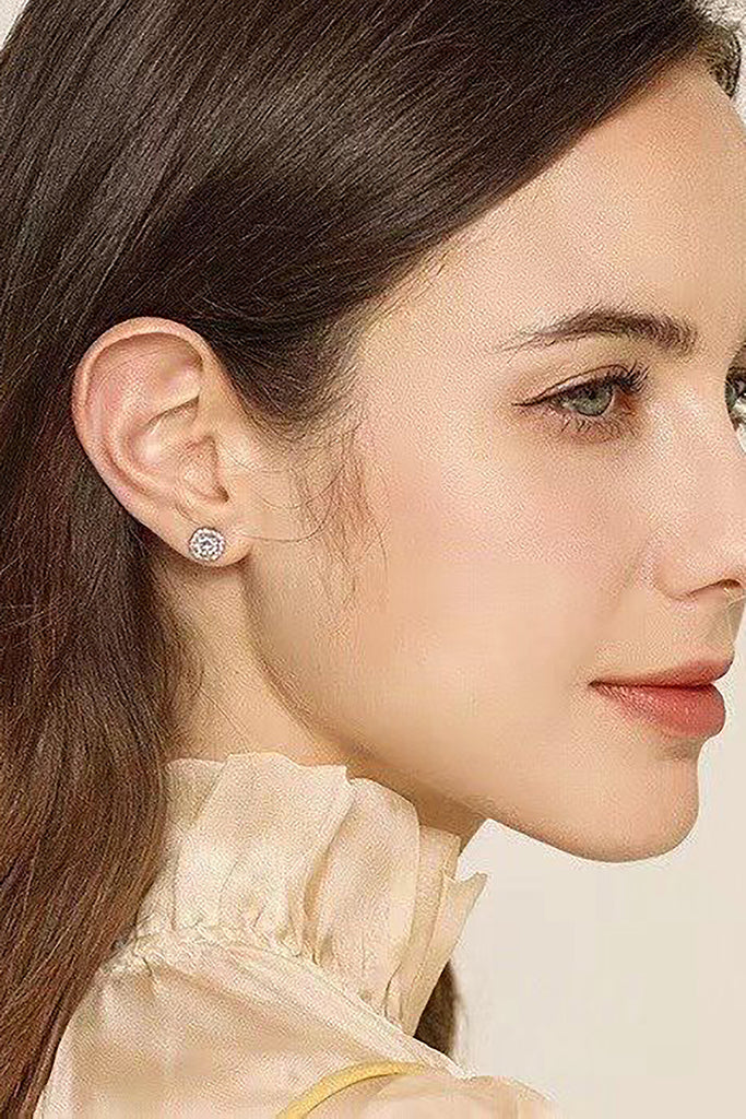 silver square crystal earrings