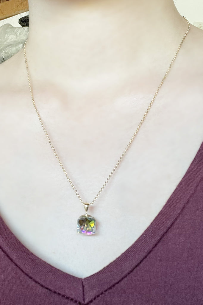 fashion colorful square crystal necklace