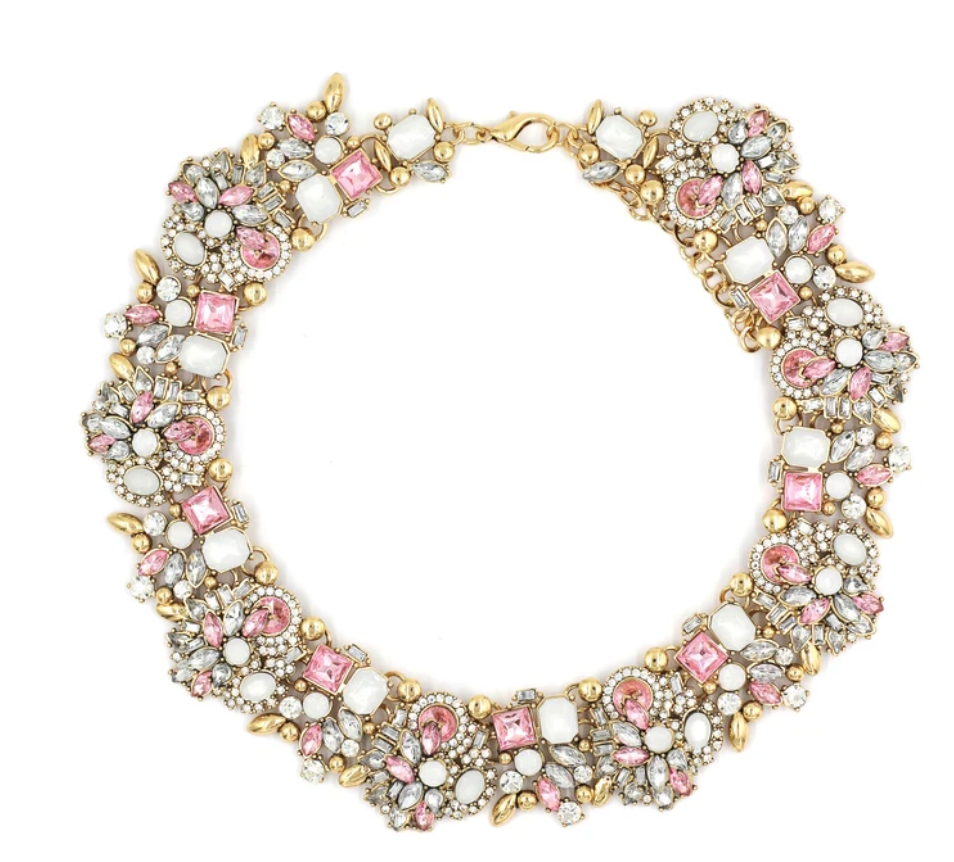 cute pink skirt flower earrings necklace set