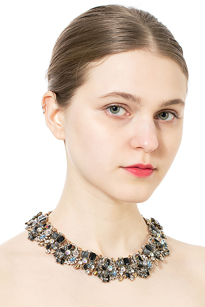 fashion colorful crystal necklace cute earrings set