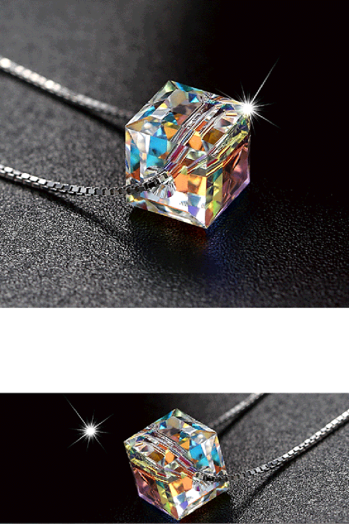 simple square crystal necklace hook earring set