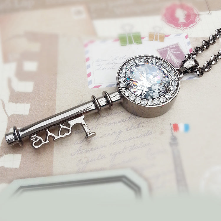 fashion key love letter crystal necklace
