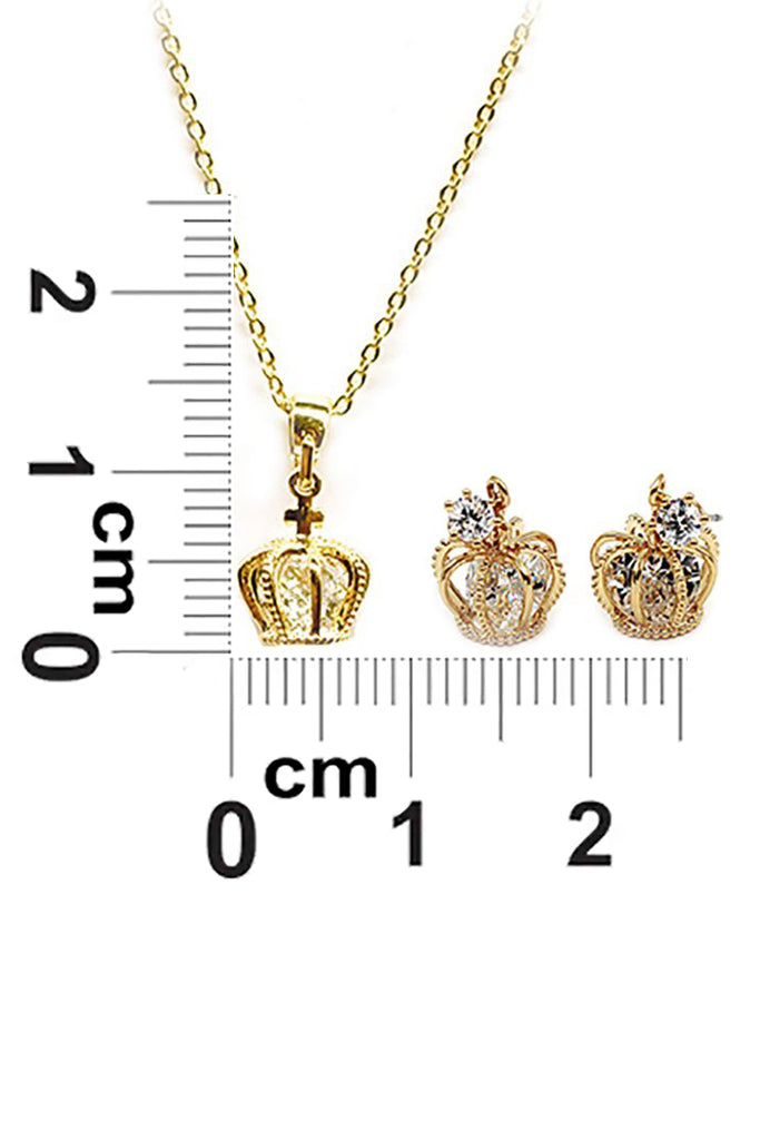 fashion crown crystal earrings necklace set