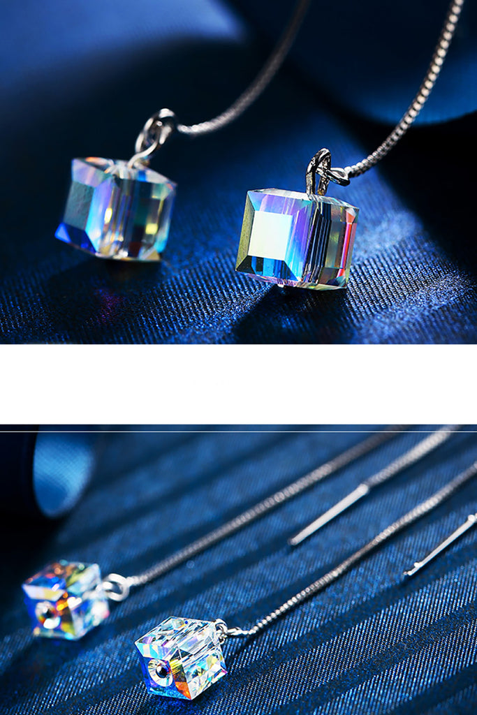 swarovski square crystal earrings