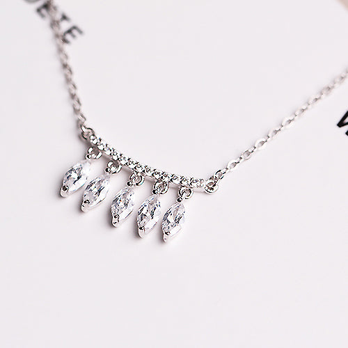 Small silver crystal stone necklace