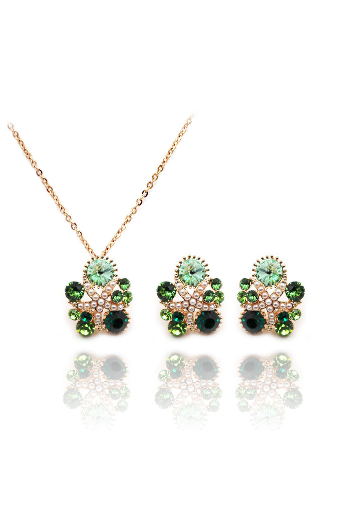 Starfish Crystal Small Pearl Necklace and Earrings Set