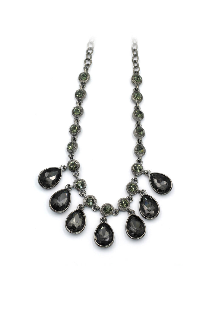 Black elegant crystal earrings necklace set