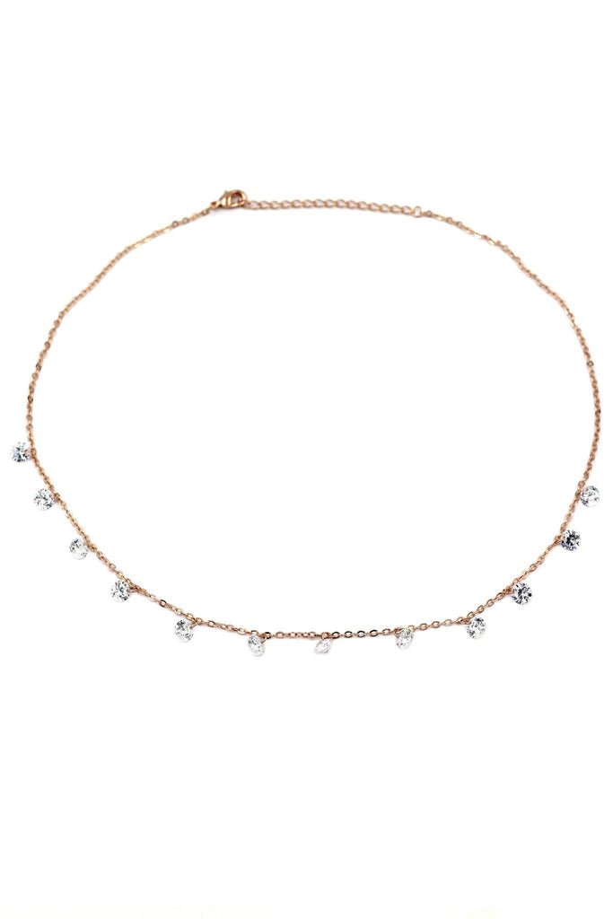 Elegant Rose gold Crystal earrings necklace set