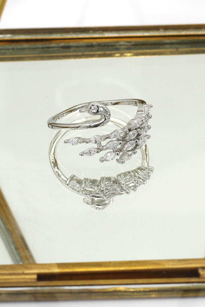 Crystal swan earrings necklace set