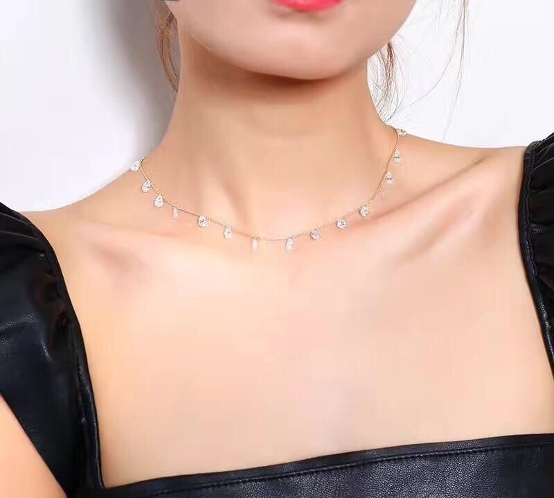 Elegant Rose gold Crystal earrings necklace set