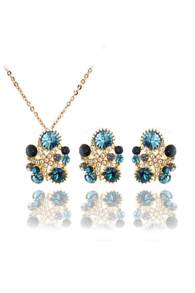 Starfish Crystal Small Pearl Necklace and Earrings Set