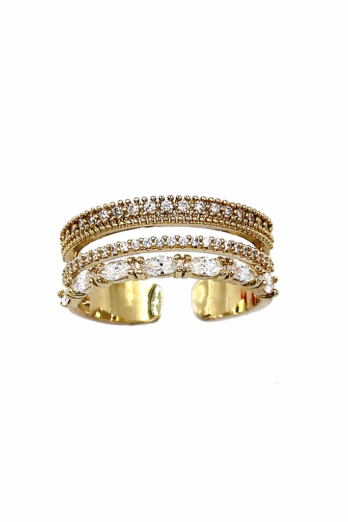 Fashion golden shiny crystal bracelet ring set