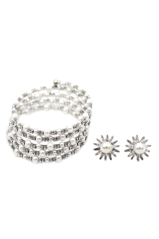 elegant crystal swan bracelet ring set