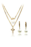 fashion mini cross pearl necklace earrings set