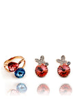Lovely flower crystal earrings set