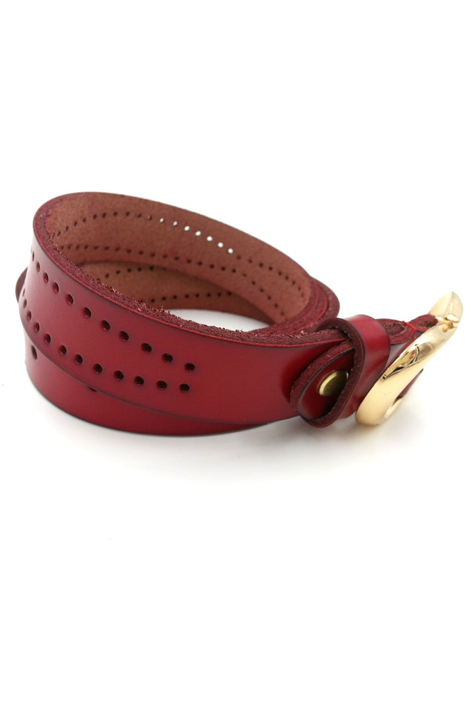Ruby Red Leather Belt