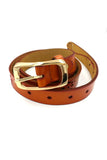 Gold buckle Orange Leather Belt
