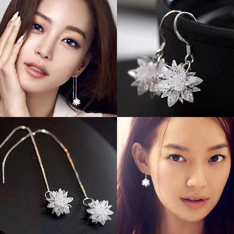 fashion pendant crystal snow long earrings