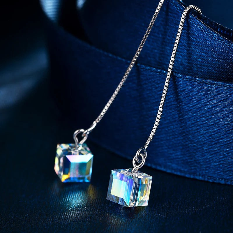 swarovski square crystal earrings